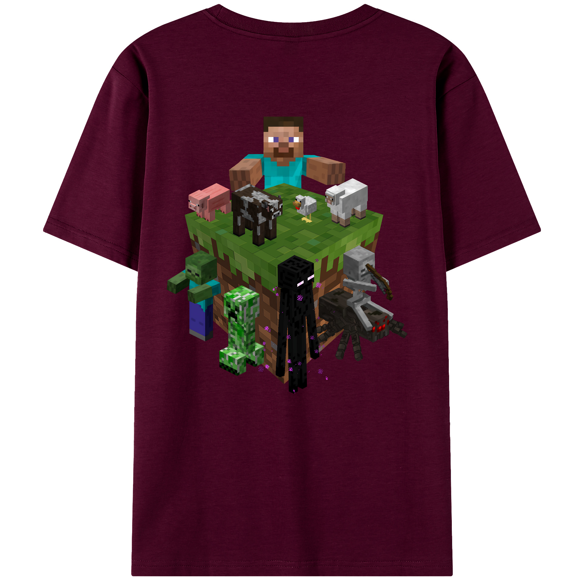 （画像用） マインクラフト ブロックの世界 Minecraft MC Block world レディース半袖Tシャツ(バックプリント)